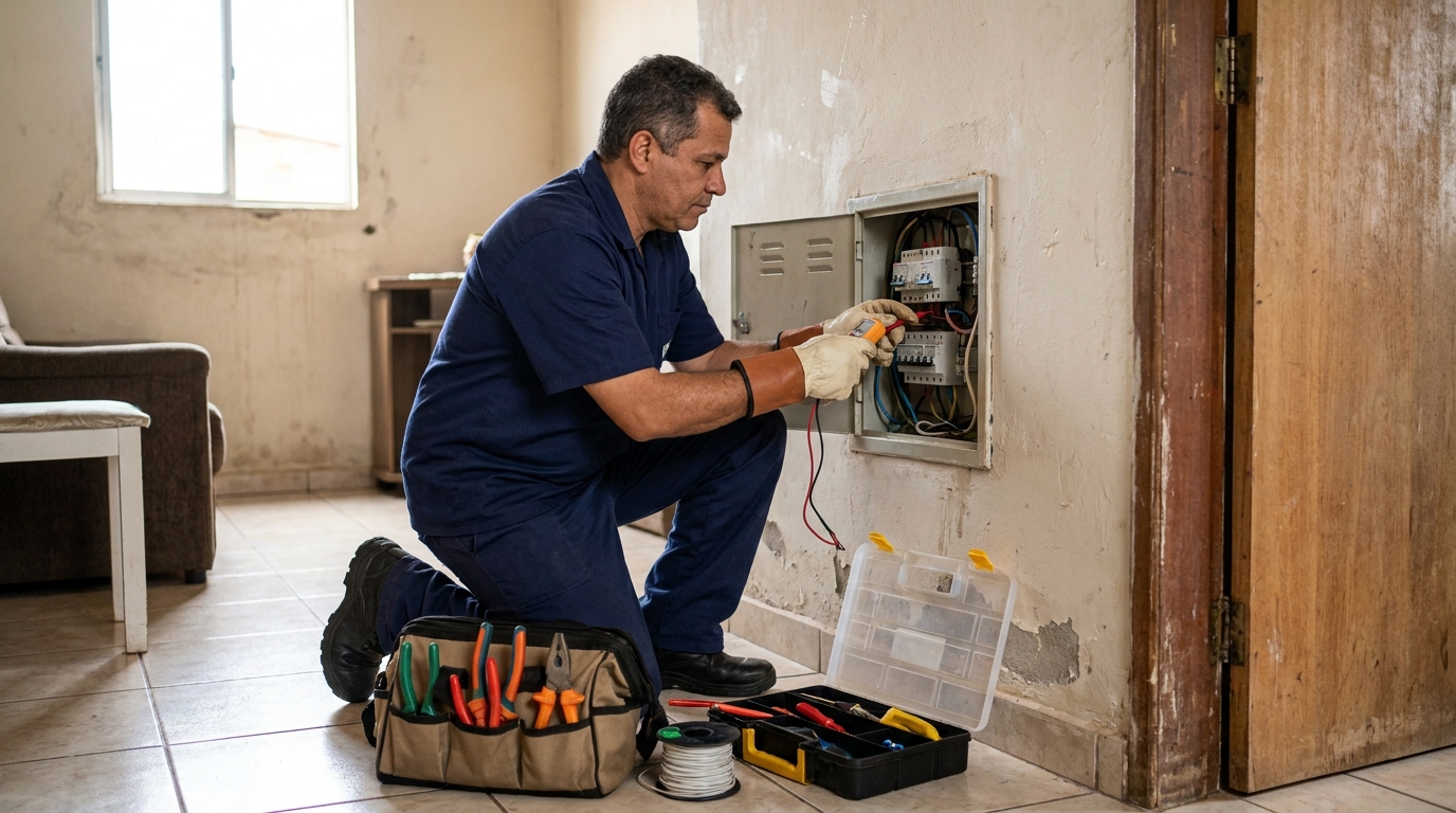 Eletricista com ferramentas em Campo Grande‑MS