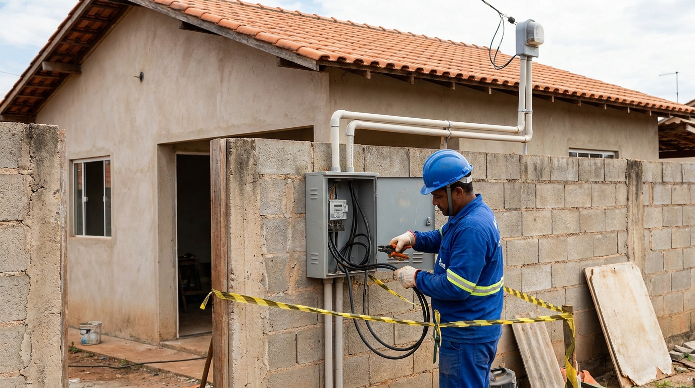Eletricista instalando padrao de energia em Campo Grande‑MS
