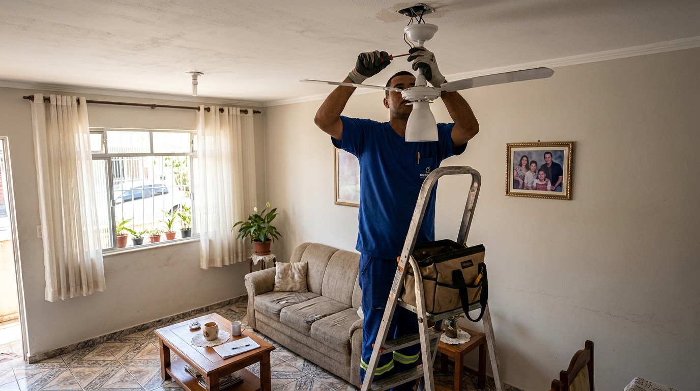 Instalacao de ventilador de teto residencial em Campo Grande‑MS