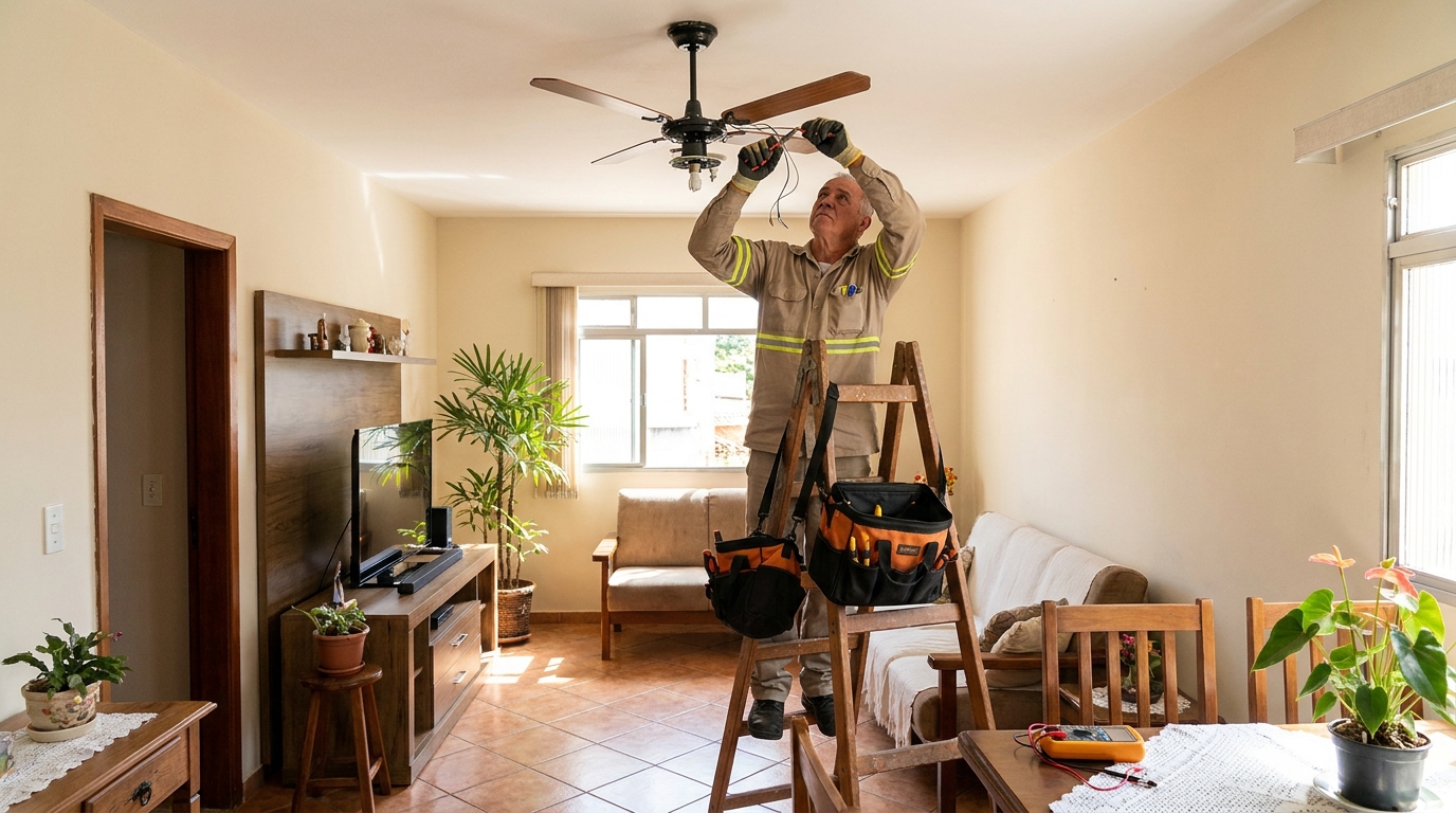 Montagem de ventilador de teto em Campo Grande‑MS